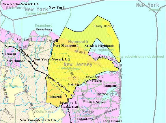 Map: Census Bureau Map of Middletown New Jersey