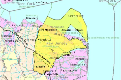 Map: Census Bureau Map of Middletown New Jersey