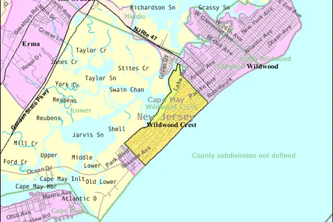 Map: Census Bureau Map of Wildwood Crest New Jersey