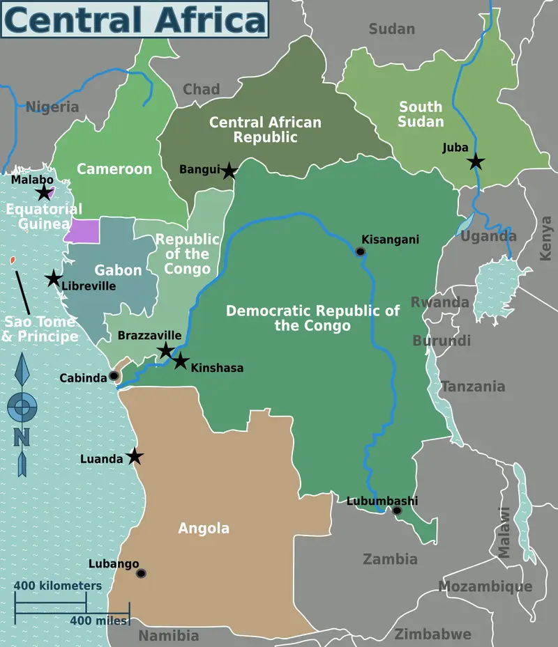 Map: Central Africa Regions Map