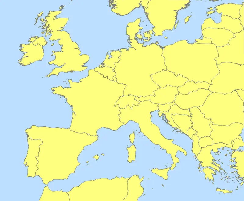 Map: Central and Western Europe Blank Map