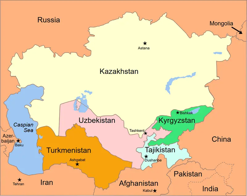 Map: Central Asia Political Map 2000