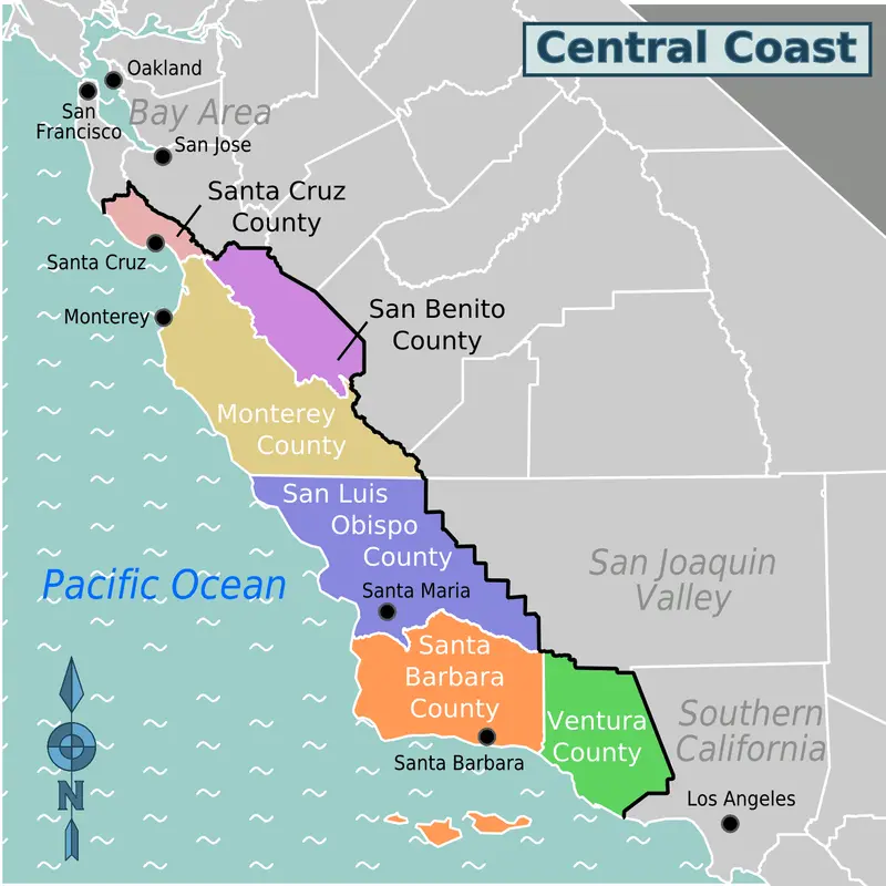 Map: Central Coast Region Map