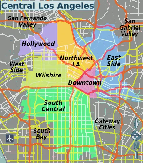 Map: Central Los Angeles Wv Map