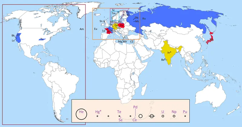 Map: Chemical Element Place Names World Solar System Map