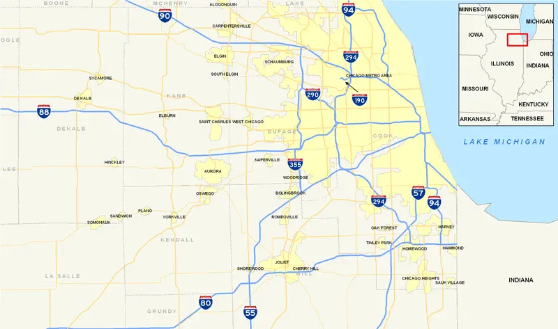 Map: Chicago Interstates Map