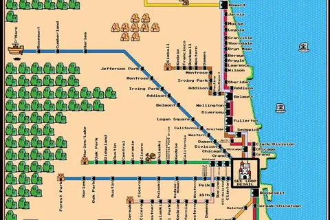 Map: Chicago’s Train System in the style of Super Mario Bros.