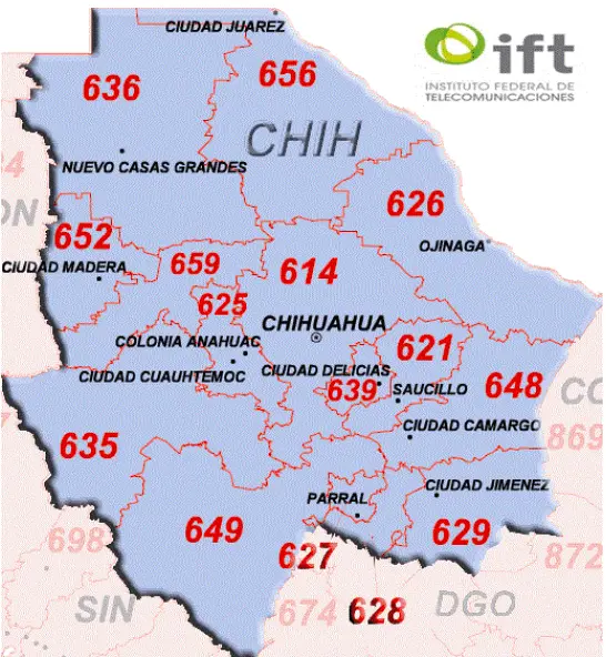 Map: Chihuahua Area Codes Map