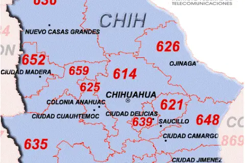 Map: Chihuahua Area Codes Map