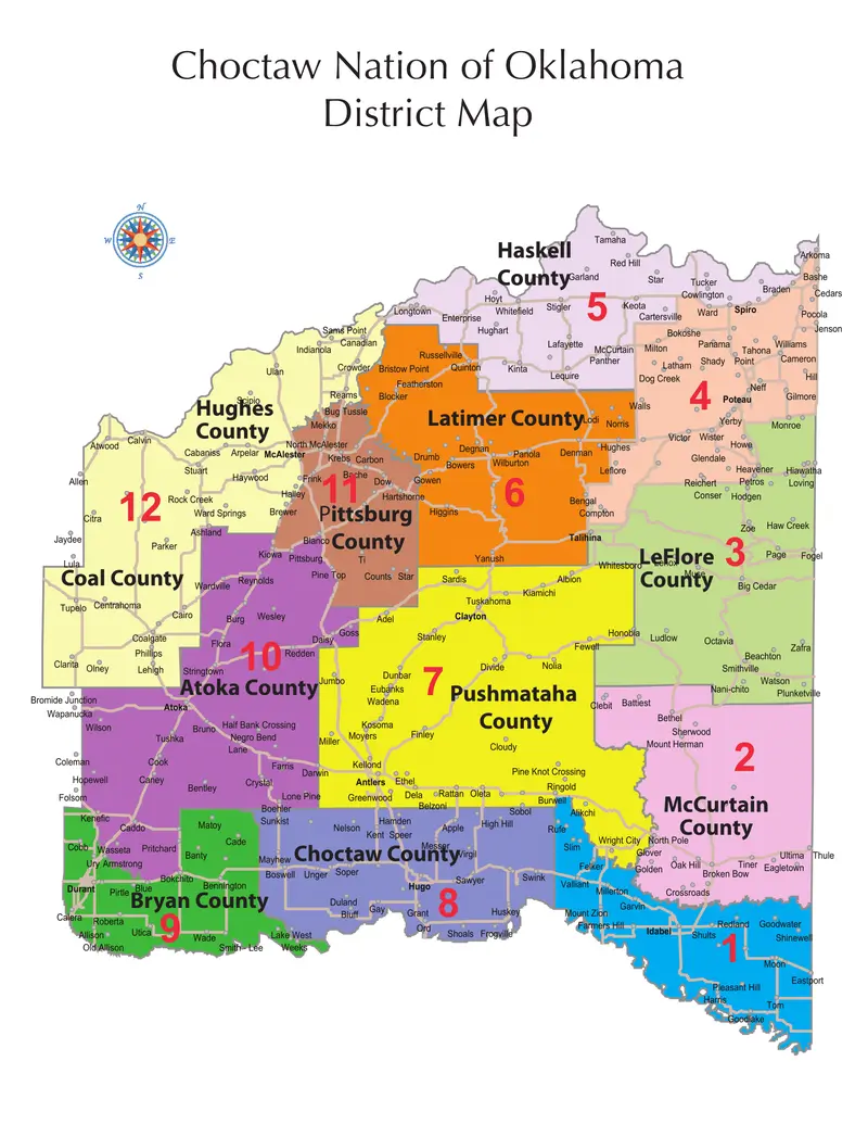 Map: Choctaw Nation District Map