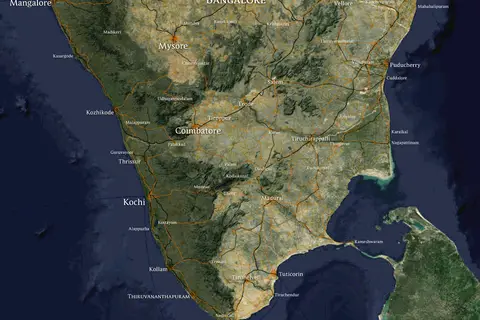 Map: Cities of South India with Highway and Railway Network Map