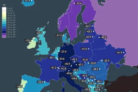 Map: Coldest Temperature by Country