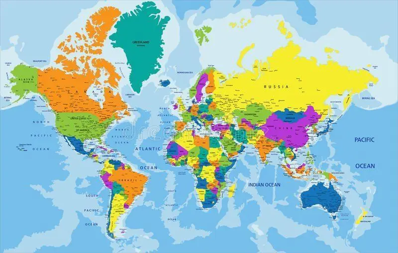 Map: Colorfulworldpoliticalmaplabelingclearlylabeledseparatedlayersvectorillustration55855537