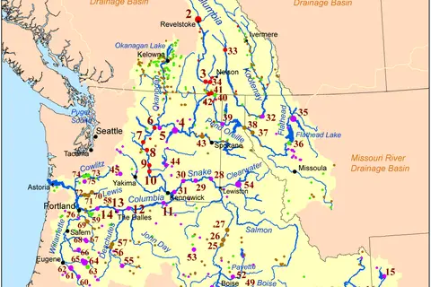 Map: Columbia Dams Map