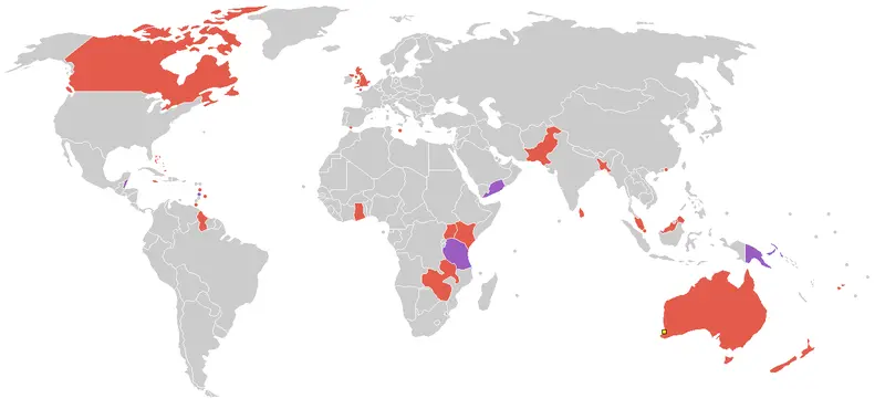 Map: Commonwealth Games 1962 Countries Map