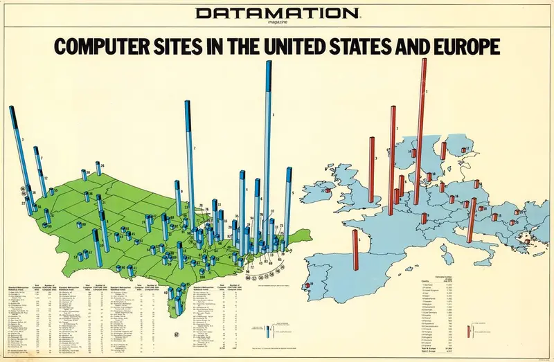 Map: Computer Sites in the United States and Europe (Datamation Magazine, 1983)