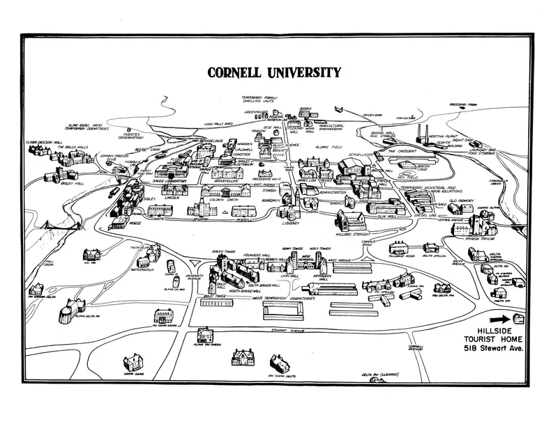 Map: Cornell University Campus Map 1952