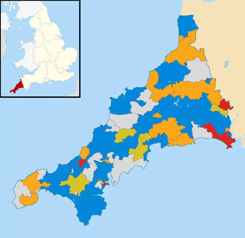 Map: Cornwall Council Political Divisions May 2021 Map