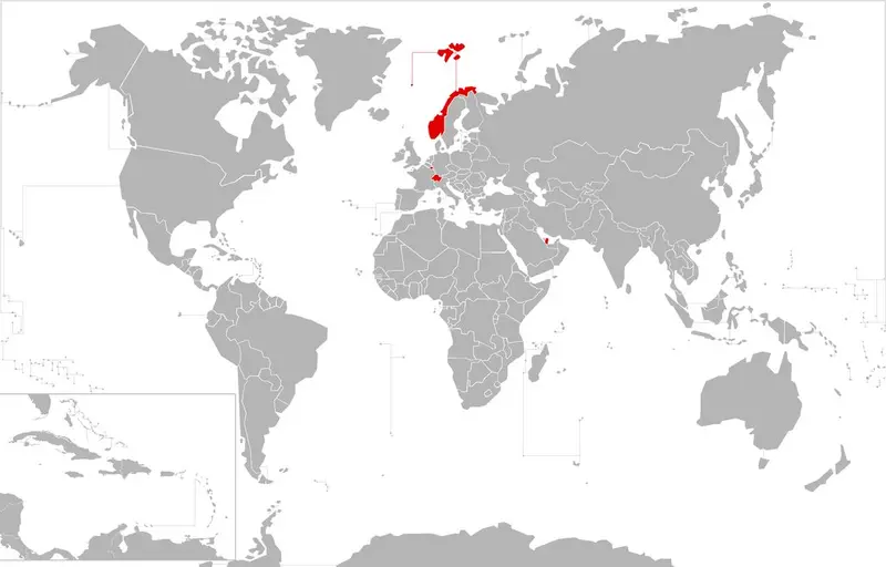 Map: Countries with a larger GDP per capita than the New York City Metropolitan Statistical Area.