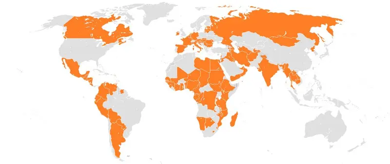 Map: Countries with tricolour flags