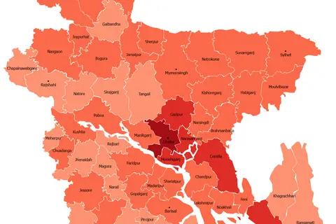 Map: Covid19 Outbreak Bangladesh District Wise Cases Map
