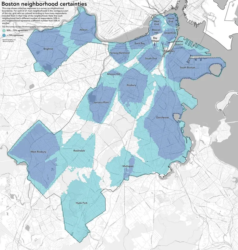 Map: Crowd-Sourced Boston Neighborhood Boundaries by Agreement