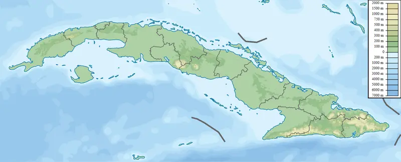 Map: Cuba Physical Map