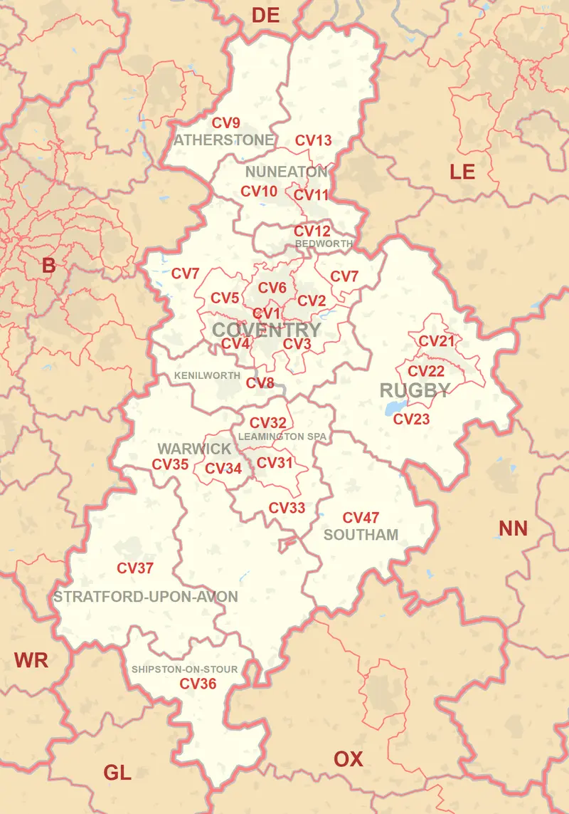 Map: Cv Postcode Area Map