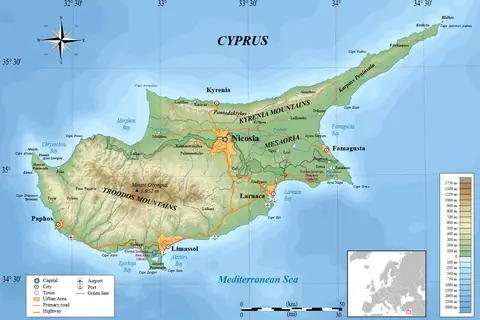 Map: Cyprus Map Topographic