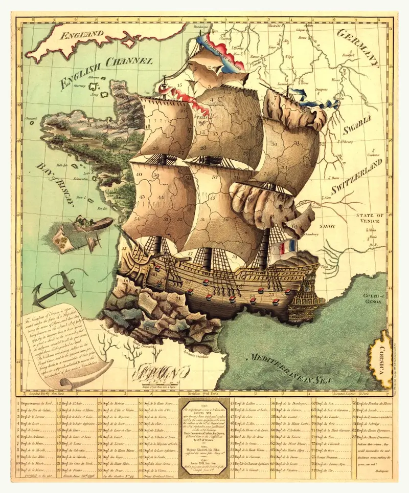 Map: Decorative Map of Revolutionary France, ca. 1795