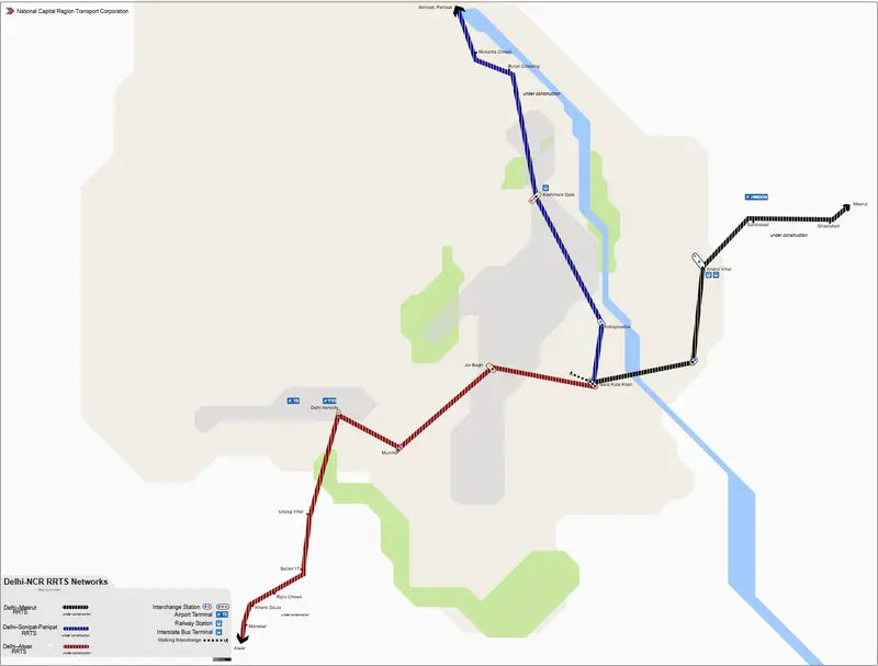 Map: Delhincr Rrts Route Map