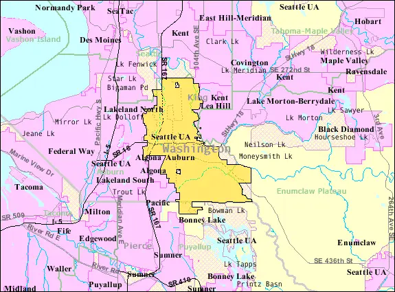 Map: Detailed Map of Auburn Washington