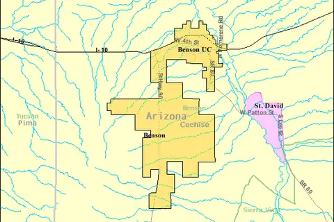 Map: Detailed Map of Benson Arizona