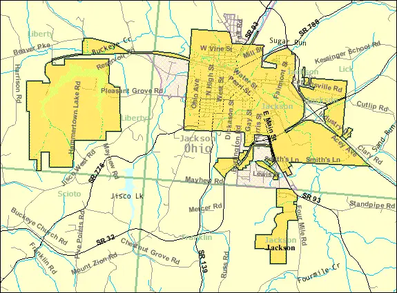 Map: Detailed Map of Jackson Ohio