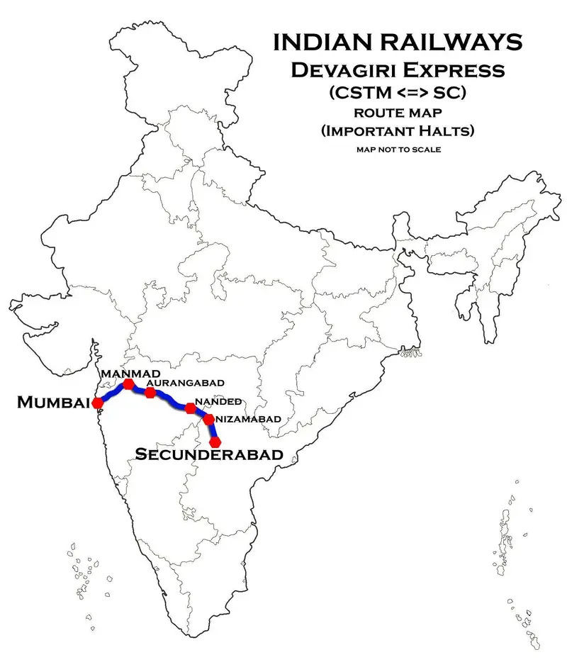 Map: Devagiri Express Route Map