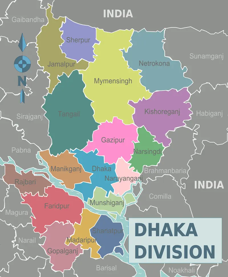 Map: Dhaka Division Districts Map