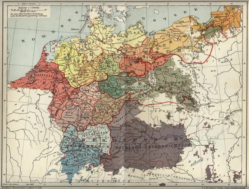 Map: Dialects of the German Language, 1894