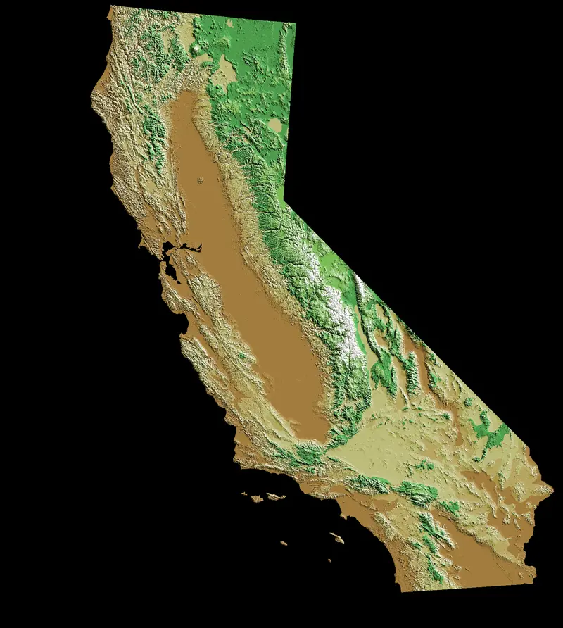 Map: Digitalelevationmapcalifornia