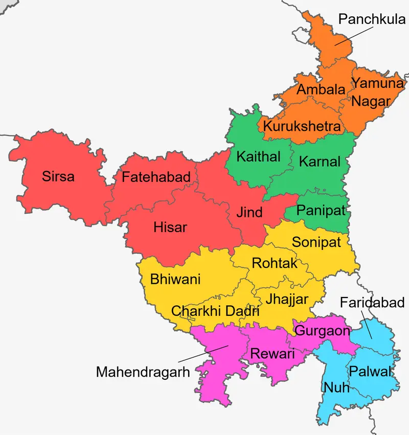 Map: Districts of Haryana Map