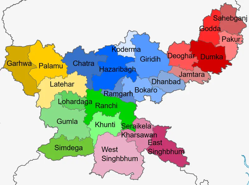 Map: Districts of Jharkhand Map