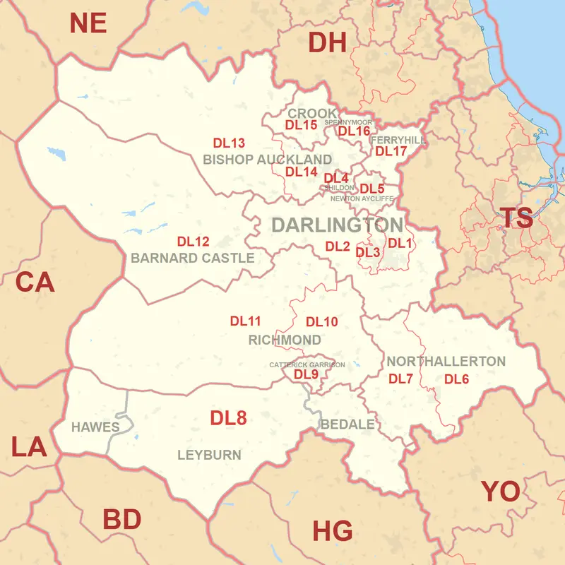 Map: Dl Postcode Area Map