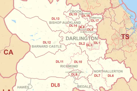 Map: Dl Postcode Area Map