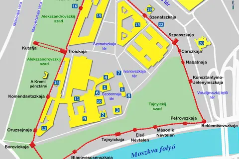 Map: Draft Map of the Moscow Kremlin in Hungarian
