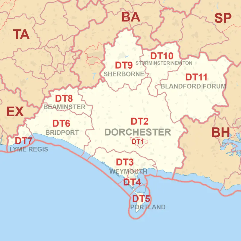 Map: Dt Postcode Area Map