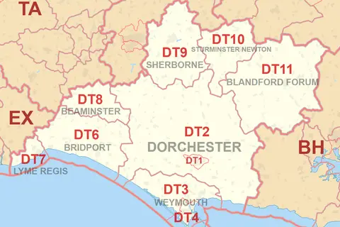 Map: Dt Postcode Area Map
