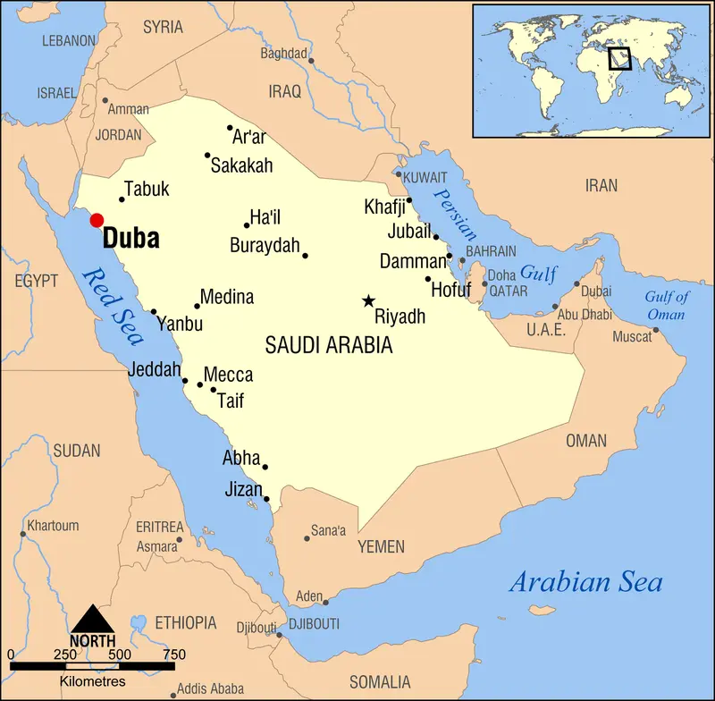 Map: Duba Saudi Arabia Locator Map