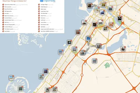 Map: Dubai Printable Tourist Attractions Map