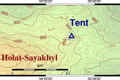 Map: Dyatlov Pass Incident Accurate Mountain and Tent Map 1