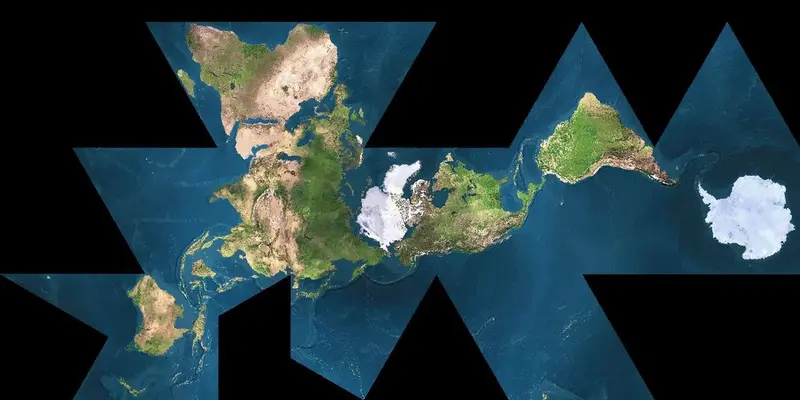 Map: Dymaxion map showing the near contiguity of Earth’s continents