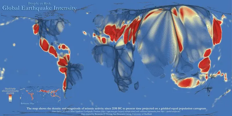 Map: Earthquake risks on humanity